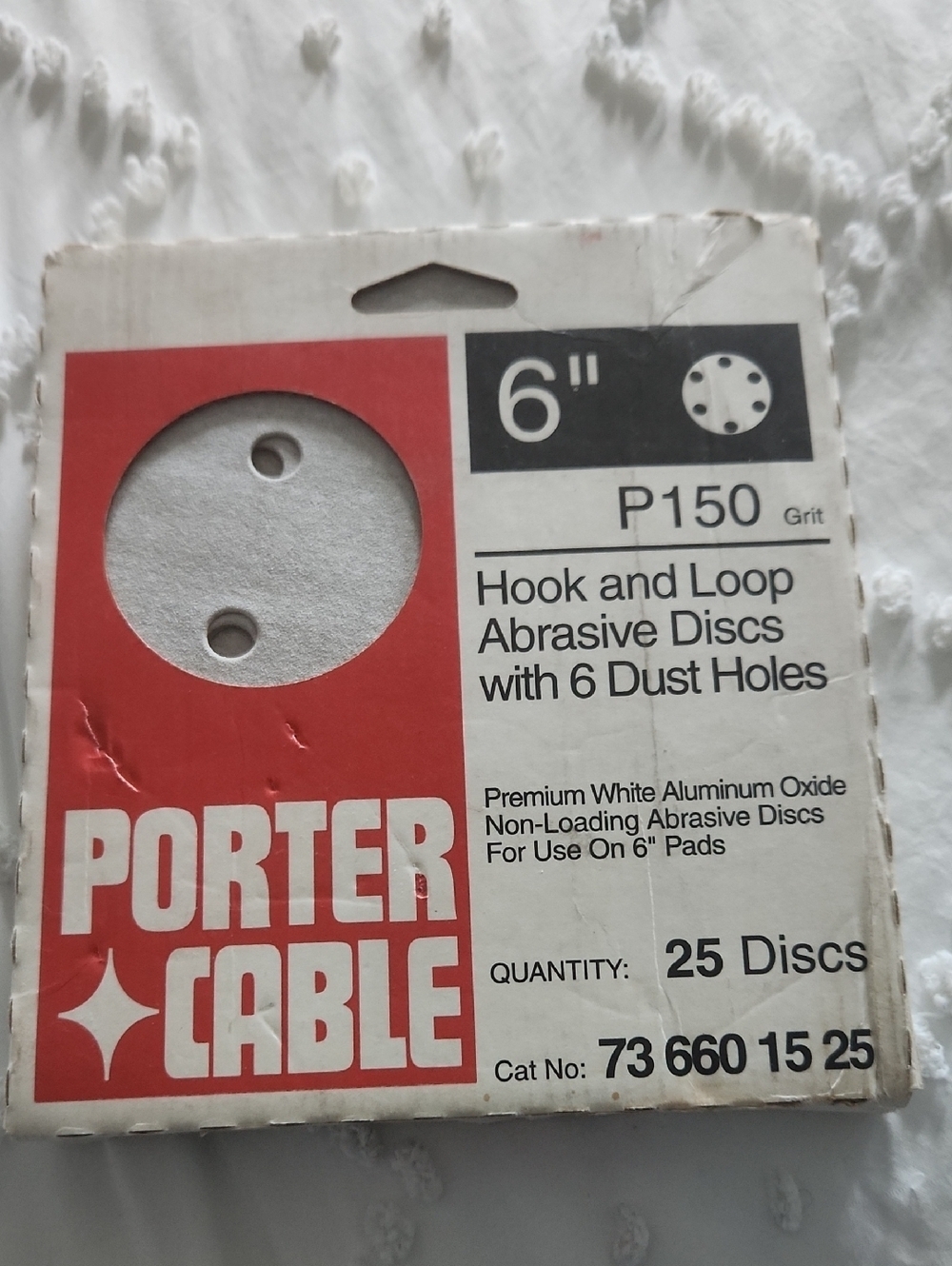 6" P150 White Hook and Loop Abrasive Discs - 25 Pack